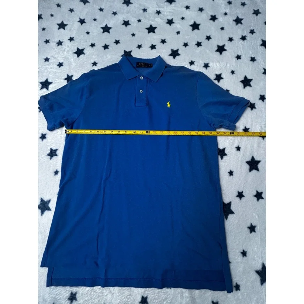 Polo Ralph Lauren Polo Shirt Mens Large Blue Yellow Pony Short Sleeve Cotton